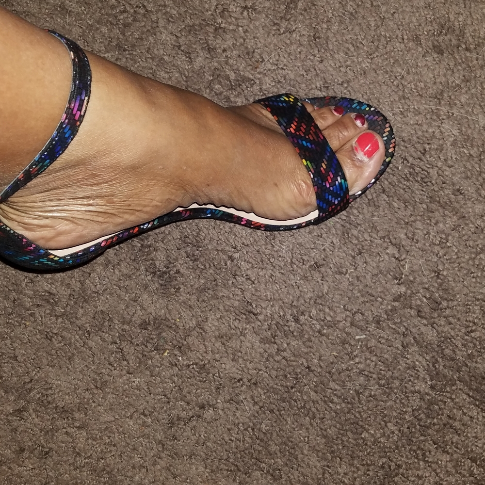 Multi color heel sandals